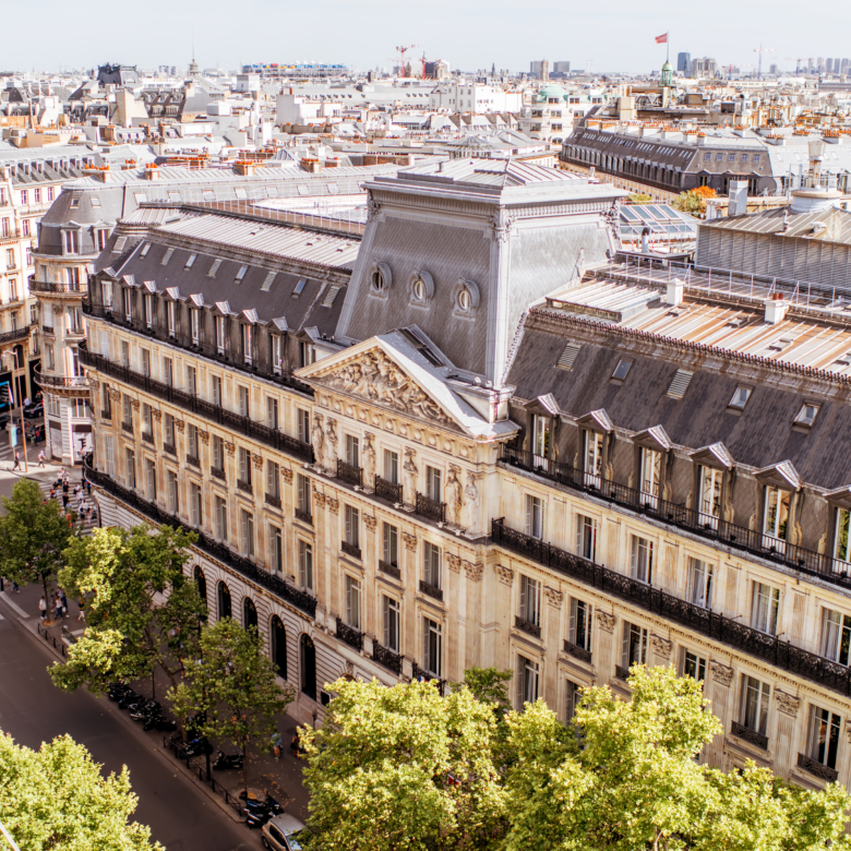 Cityscape view on the beautiful buildings during the cloudy weather in Paris